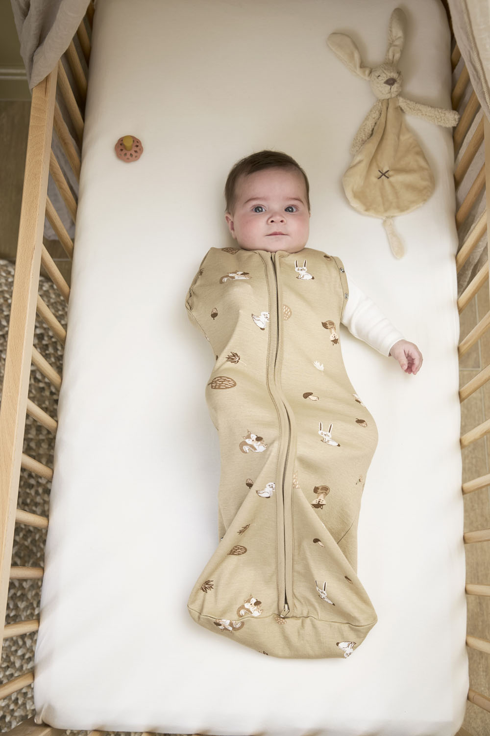 Cocoon Swaddle Bag Forest Animals - sand - 70cm - 0.3 TOG