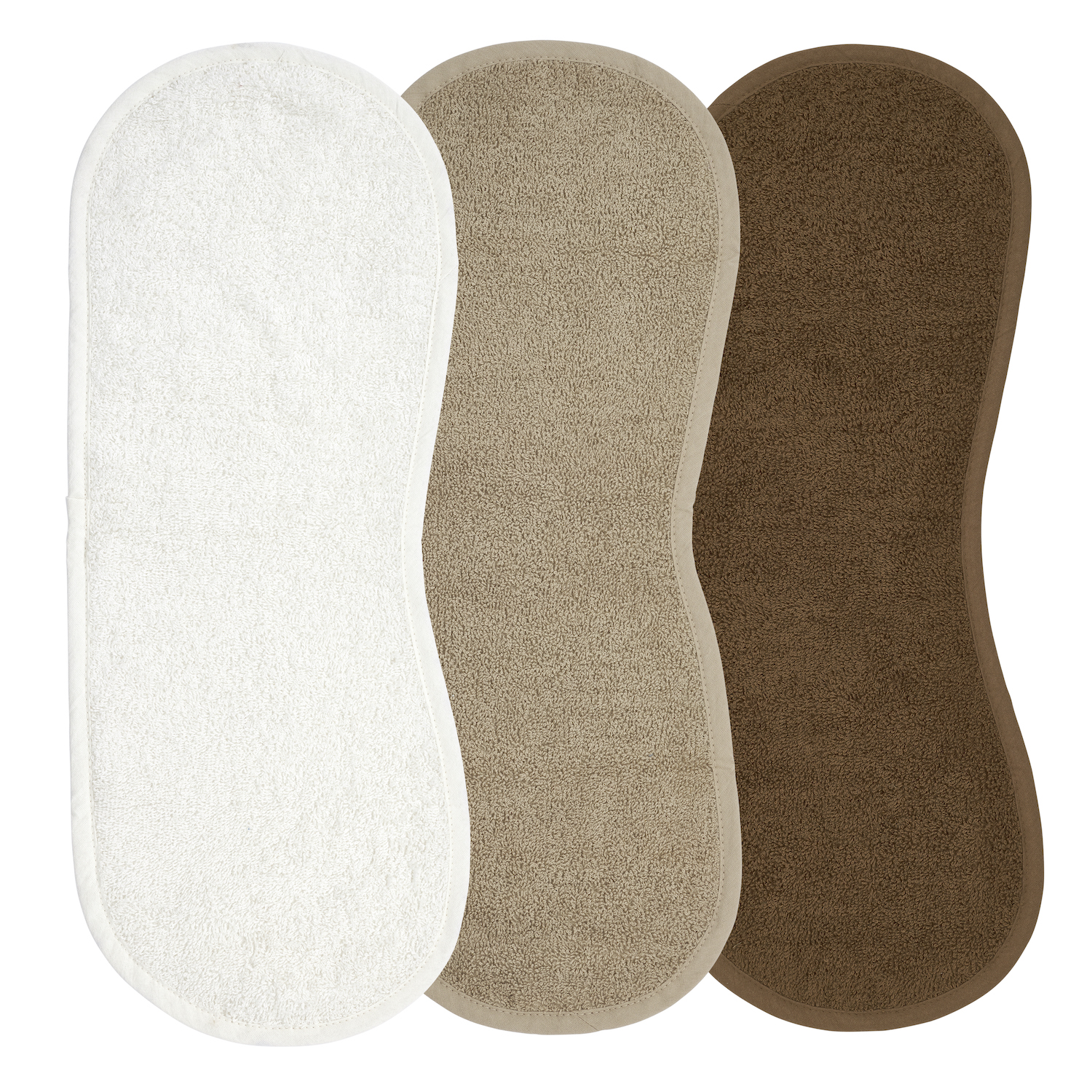 Spucktuch XL Frottee 3-pack  - Offwhite/Taupe/Chocolate - 53x20cm