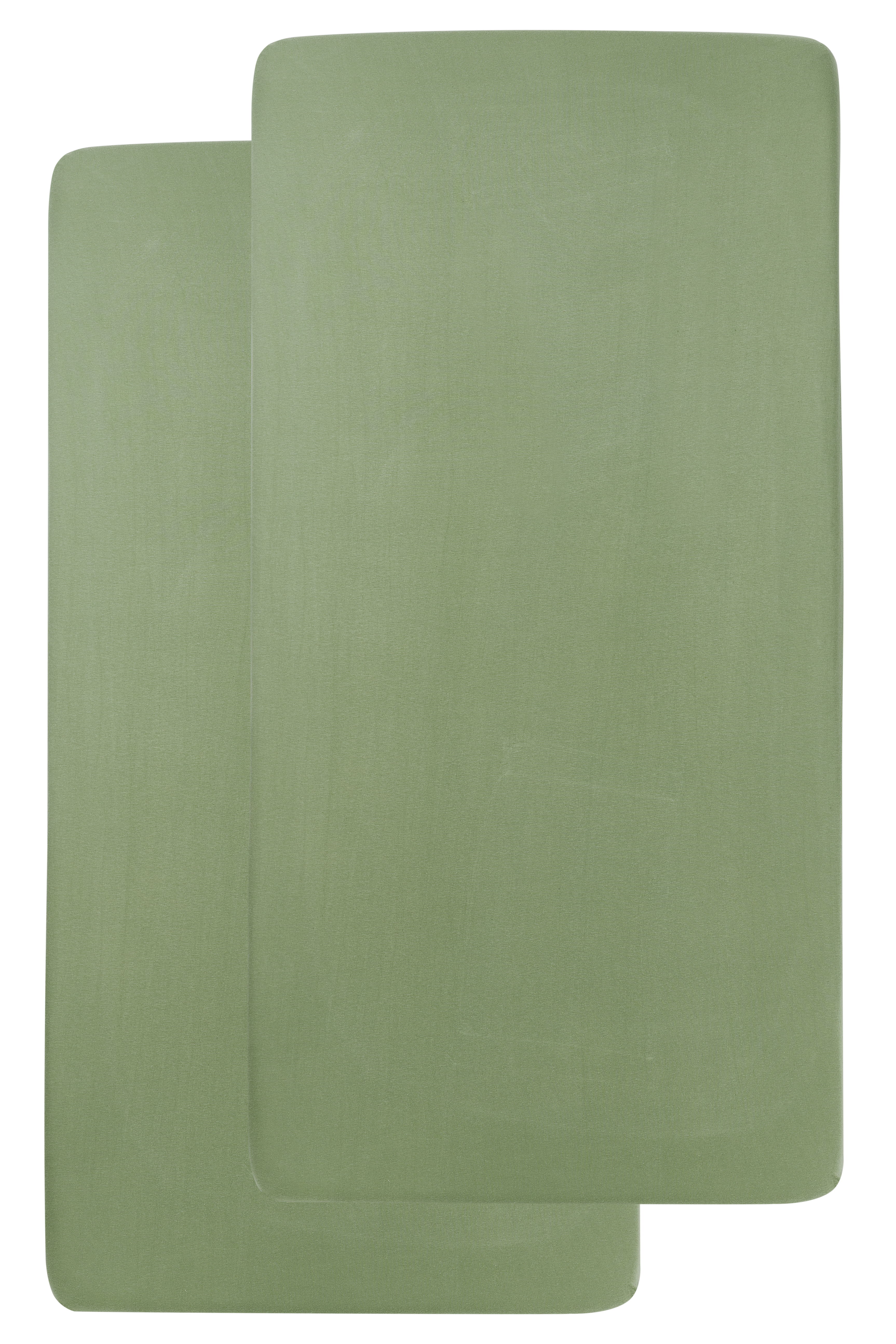 Spannbettlaken Kinderbett 2er pack jersey Uni - olive green - 60x120cm