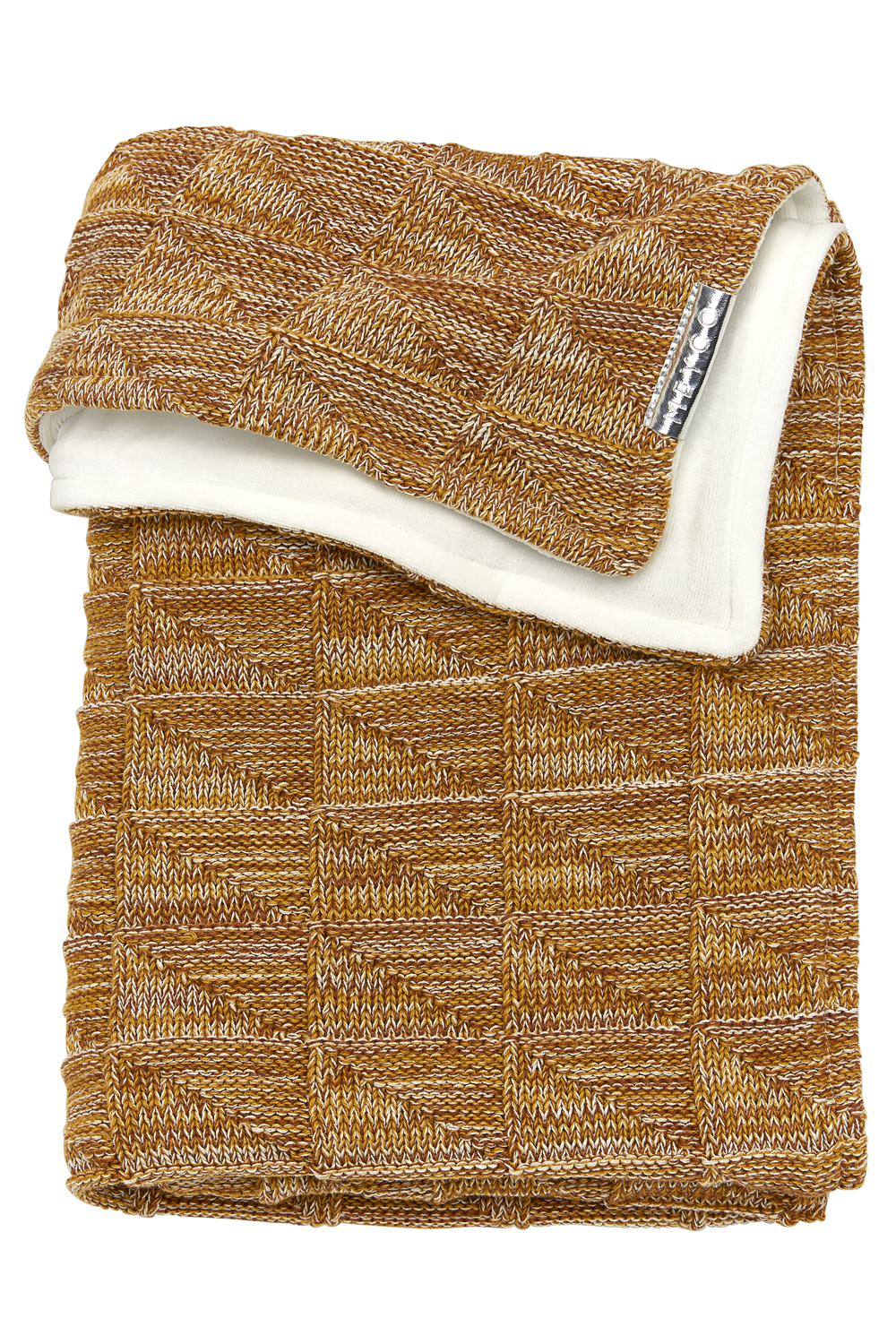 Cot bed blanket Block Mixed velvet - okergeel/camel - 100x150cm